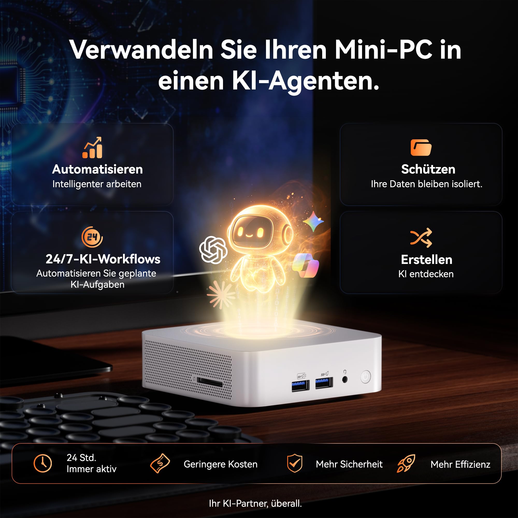 GEEKOM A7 Mini PC mit AMD Ryzen 5 7535HS, 1T SSD&16GB DDR5